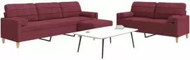 Sofa Sofos komplektas su pagalvėmis/pakoja, 3 dalių, vyno raudona