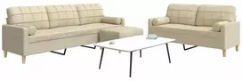 Sofa Sofos komplektas su pagalvėmis/pakoja, 3 dalių, kreminė