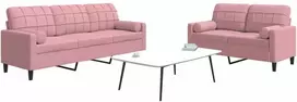 Sofa Sofos komplektas su pagalvėlėmis, 2 dalių, rožinis, aksomas