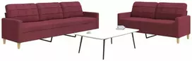 Sofa Sofos komplektas, 2 dalių, raudonojo vyno spalvos, audinys