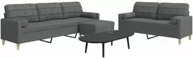 Sofa Sofos komplektas su pagalvėmis/pakoja, 3 dalių, pilka, audinys
