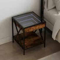 Naktinis staliukas su Infinity LED, dūminio ąžuolo, 40x40x49cm