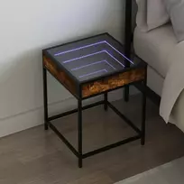 Naktinis staliukas su Infinity LED, dūminio ąžuolo, 40x40x51cm