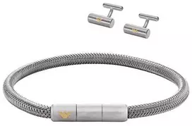 Prabangus „Armani EGS3044SET“ plieno papuošalų rinkinys (apyrankė, sąsagos)