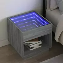 Naktinis staliukas su Infinity LED, pilkas ąžuolo, 50x50x50cm