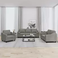 Sofa Sofos komplektas su pagalvėmis, 3 dalių, taupe, audinys