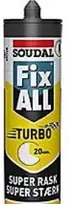 Soudal surinkimo klijai 290 ml - „Fix All Turbo“ pilki klijai, galutinis stiprumas 380 T/m², greitai kietėjantys