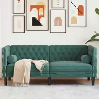 Dvivietė chesterfield sofa su pagalvėlėmis, žalia, aksomas