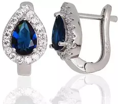 Sidabriniai auskarai anglišku užsegimu, Metalas: Sidabras, Praba: 925°, Akmuo: Cirkonai - 3.1 g. - 15 mm.