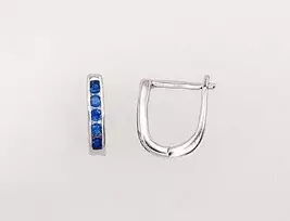 Sidabriniai auskarai anglišku užsegimu, Metalas: Sidabras, Praba: 925°, Akmuo: Cirkonai - 1 g. - 10 mm.