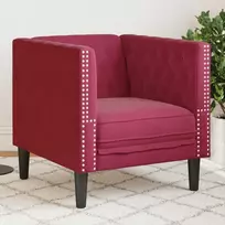 Fotelis Chesterfield krėslas, raudonojo vyno spalvos, aksomas
