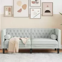 Dvivietė chesterfield sofa su pagalvėlėmis, pilka, aksomas