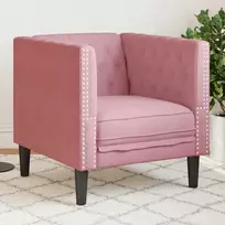 Fotelis Chesterfield krėslas, rožinės spalvos, aksomas