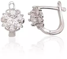 Sidabriniai auskarai anglišku užsegimu, Metalas: Sidabras, Praba: 925°, Akmuo: Cirkonai - 2.2 g. - 13 mm.
