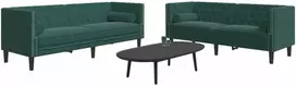 Sofa Chesterfield sofų komplektas su pagalvėlėmis, 2 dalių, žalia