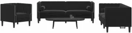 Sofa Chesterfield sofų komplektas su pagalvėlėmis, 3 dalių, juoda