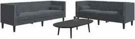 Sofa Chesterfield sofų komplektas su pagalvėlėmis, 2 dalių, pilka