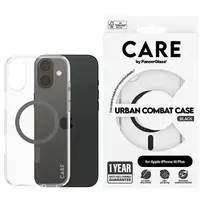 Panzer Glass CARE Flagship dėklas su Juodas MagSafe iPhone 16 Plus, skaidrus