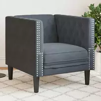 Fotelis Chesterfield krėslas, tamsiai pilkos spalvos, aksomas