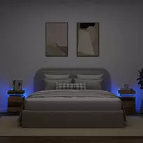 Naktinės spintelės su LED, 2vnt., medienos, 35x39x55cm, mediena