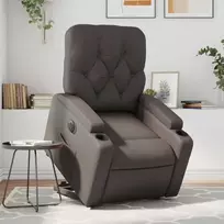 Fotelis Atsistojantis elektrinis krėslas, rudas, dirbtinė oda
