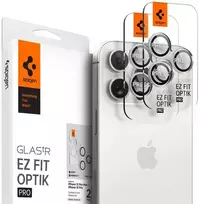 „Spigen Glass tR EZ Fit Optik Pro“ 2 vnt., titano spalvos, baltas - iPhone 16/15 Pro/16/15 Pro Max