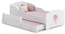 Luco Dvivietė lova Anna su stalčiumi ir čiužiniais 160x80 Mergaitė su sparnais