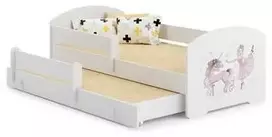 Luco Dvivietė lova Lukas su stalčiumi ir čiužiniais 160x80 Balerina ir vienaragis