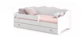 Luco Lova Emilija Balta su stalčiumi ir čiužiniu 160x80 Rožinė