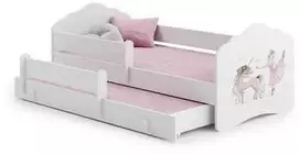 Luco Dvivietė lova Felicija su stalčiumi ir čiužiniais 160x80 Balerina ir vienaragis