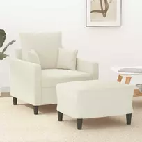 Sofa Krėslas su pakoja, kreminės spalvos, 60cm, aksomas