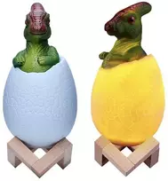 Naktinė lempa dinozauras, RGB LED, su medine pagrindu
