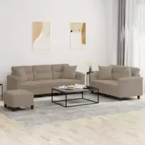 Sofa Sofos komplektas su pagalvėmis, 3 dalių, taupe, audinys
