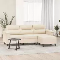 Trivietė sofa su pakoja, smėlio, 180cm, mikropluošto audinys