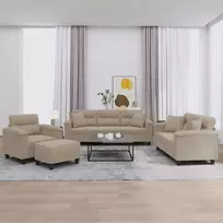 Sofa Sofos komplektas su pagalvėmis, 4 dalių, taupe, audinys