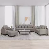 Sofa Sofos komplektas su pagalvėmis, 4 dalių, taupe, audinys