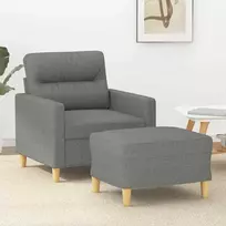 Sofa Krėslas su pakoja, tamsiai pilkos spalvos, 60cm, audinys