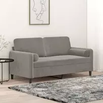Dvivietė sofa su pagalvėmis, šviesiai pilka, 140cm, aksomas
