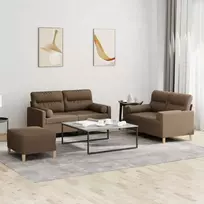 Sofa Sofos komplektas su pagalvėmis, 3 dalių, rudas, audinys