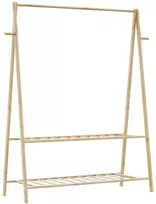 Drabužių kabykla su lentynomis, 132x45,5x150,5cm, bambukas