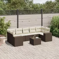 Sofa Sodo komplektas su pagalvėlėmis, 8 dalių, rudas, poliratanas