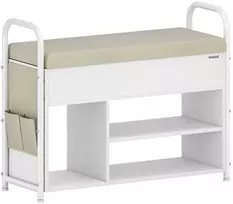 Songmics Vasagle Batų suolas su sėdyne ir daiktų laikymo vieta cappuccino beige