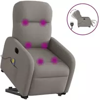 Fotelis Atsistojantis elektrinis masažinis krėslas, taupe, audinys