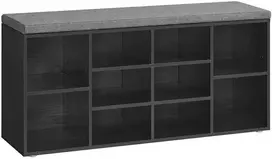 Songmics Vasagle Batų lentyna su sėdyne 30 x 104 x 48 cm juodmedžio juoda
