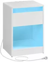 Songmics Vasagle Naktinė spintelė su LED apšvietimu modernus debesų baltos spalvos