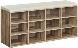Songmics Vasagle Batų lentyna su sėdyne 30,3 x 104 x 48 cm kupranugario rudos spalvos