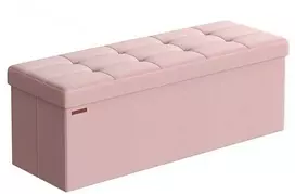 Songmics Taburetė su daiktadėže 38 x 110 x 38 cm pastelinės rožinės spalvos