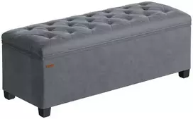 Songmics Taburetė su daiktadėže 40 x 110 x 40 cm skalūno pilkos spalvos