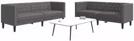 Sofa Chesterfield sofų komplektas, 2 dalių, pilkas, dirbtinė oda
