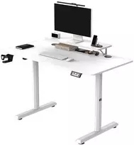 ULTRADESK HIGHLANDER Baltas Biurko su elektryczną regulacją aukščio su laikikliu ausinės i kable 120X60 cm, balta